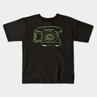 Sketchy Old Retro Rotary Phone - Green Line Kids T-Shirt